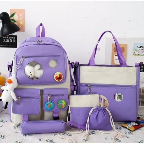 Fashion Kawaii Girl Backpack Women Candy Colours Waterproof Nylon Backpack Student Cute School Bag Laptop Female Book Bag Ladies