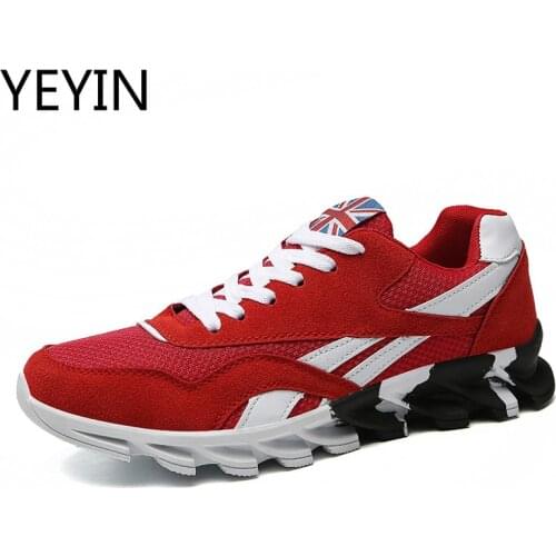 Men Casual Shoes Fashion Breathable Mesh Lace Up Shoes Men Red Blue Mens Zapatillas Hombre HOT Plus Size 39-46 Male Footwear