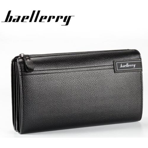 2021 New mens wallet business Large Capacity clutch leather purse for male fashion man card holder with zipper phone bag