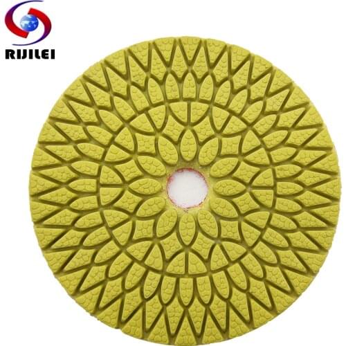 RIJILEI 4 Pcs/Lot 4Steps Super Marble Polishing Pads 4 Inch Diamond Polishing Pads for Granite Wet Flexible Polishing Pad WPD06