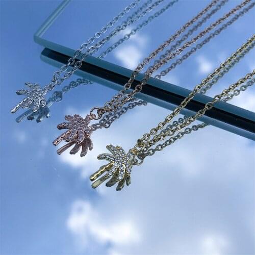 Tree of Life Crystal Round Small Pendant Coconut tree Necklace Gold Silver Colo Elegant Women Jewelry Gifts Dropshipping