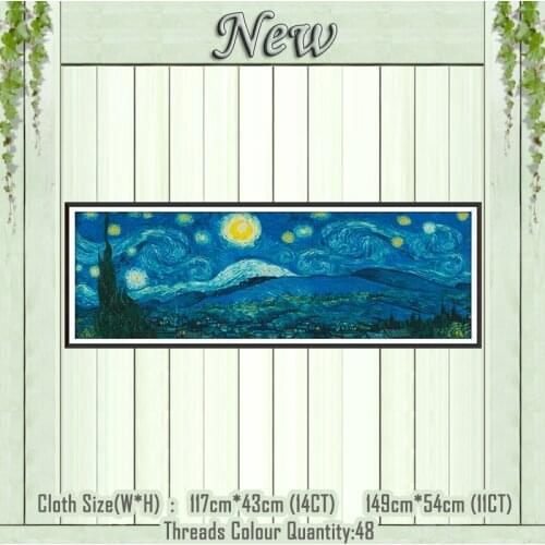 Starry night panorama scenery 11CT Counted printed on Canvas DMC 14CT Cross Stitch Embroider kit Needlework Set DIY crafts Decor