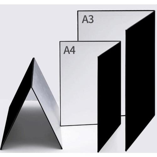 A4 Photography Collapsible Cardboard White Black Silver Reflector Absorb Light Thick Reflective Paper for Cosmetic Product Shoot
