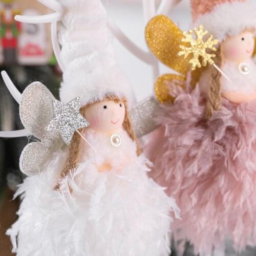 Angel Doll Ornaments 2021 Xmas Fabric Girl Christmas Tree Decorations Cute Navidad New Year Gifts Garland Home Decor for Bedroom