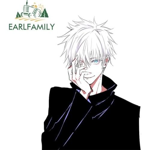 EARLFAMILY 13cm x 9.7cm Gojo Satoru Stickers Waterproof Vinyl DIY Car Decals for Jujutsu Kaisen Anime Car Sticker Wrap