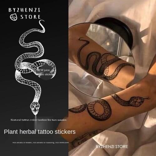 Big Size Black Snake Temporary Tattoo Stickers For Women Men Body Waist Waterproof Fake Tatto Dark Wine Snake Tatto
