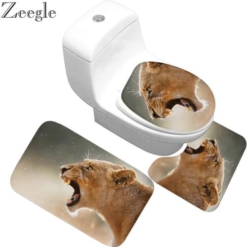 Zeegle Animal Printed Bath Mat for Bathroom Shower Room Carpet Toilet Lid Cover Bathroom Floor Mats Microfiber Toilet Rugs