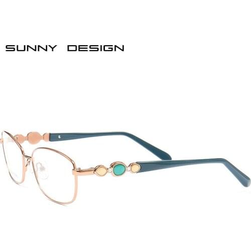 Womens Fashion Brick-Inlaid Classic Box Myopia Glasses with Anti-Blue Light Lens
