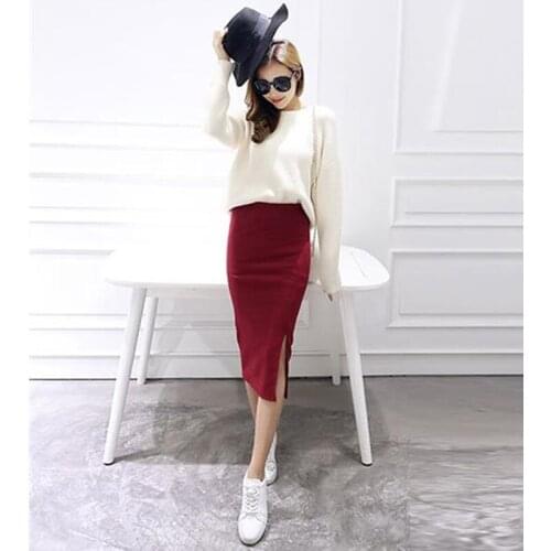 2020 New Spring Summer Women Bodycon Skirts Both Sides Split Sexy Ladies Skirts Female Casual Pencil Skirts 6 Colors HO839187