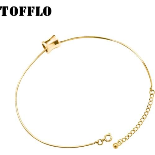 TOFFLO Stainless Steel Jewelry Small Waist Anklet Cylinder Square Snake Bone Chain Fashion Female Jewelry BSS081