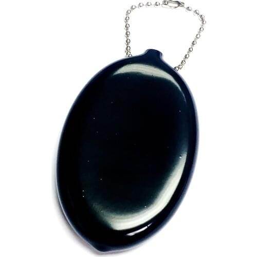 12 pc Black Soft Rubber Squeeze COIN HOLDER Keychain Money Change Purse Oval tote Pinata Birthday Party Favour Game Gift