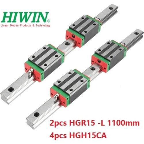 2pcs Original Hiwin rail HGR15 -L 1100mm + 4pcs HGH15CA narrow blocks for cnc router