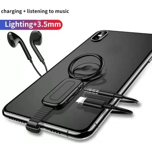 2 IN 1 Audio Headphone Charging Dual Adapter Splitter For iPhone XR XS X 7 8 Plus For 3.5mm Jack to AUX Earphone Cable Connector