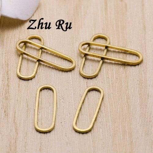 20pcs/lot zhu ru copper 20mm Tiny Cute Oval tube connection ring Charms Pebbles mango rugby eyes shape Diy Charm ornamentation
