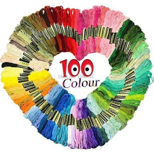 25set 100colors/set skeins coloured embroidery thread cotton cross needle craft sewing floss kit sewing