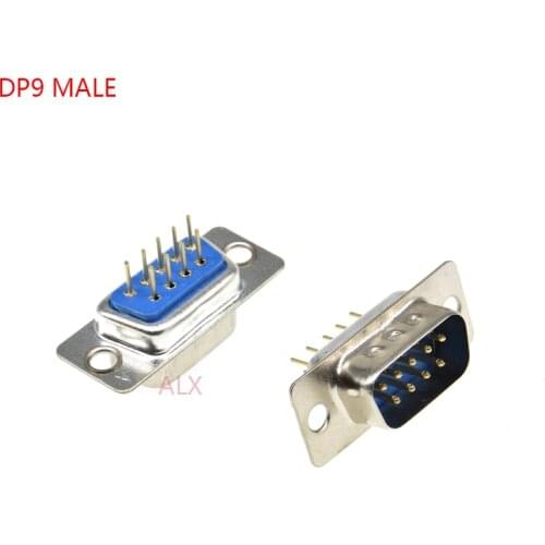5PCS DP9 MALE PCB Mount serial port CONNECTOR Insert plate type D-Sub RS232 COM CONNECTORS 9pin plug 9p Adapter FOR PCB