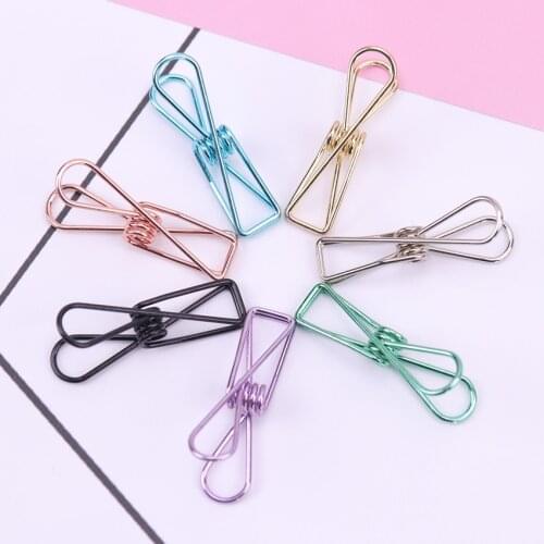 5PCS Hollow Out Fish Clip Metal Binder Clips Paper Clip Clamp Office School Binding Supplies Color Random