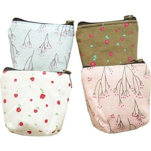 70PCS / LOT Mini Purse Cute Cartoon Printed Key Bag Coin Bag Womens Wallets Ladies Zipper Coin Storage Bag