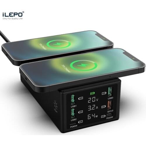 ILEPO 150W Wireless Charger For iPhone12 Pro Max Macbook laptop Samsung USB C Fast Charger PD3.0 QC3.0 Type C PD with Cable
