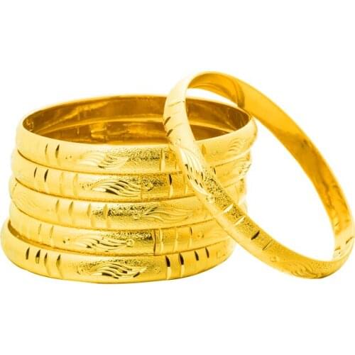 8MM Ethiopian Jewelry Dubai Gold Jewelry Bangles Gold Color Bangles African Bracelets Bangles for Women Gifts