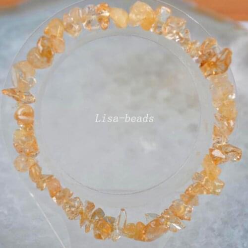 4Pcs Women Jewelry Gift Bracelet Natural Stone Yellow Crystal 4x8MM Chip Beads Bangle Stretch 7" H1423