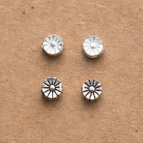 5pcs/lot 925 Sterling Silver Cute Cake Shape Spacer Beads 3.5x3.5mm Fancy Small Charm Beads DIY Women Jewelry Making Accessories