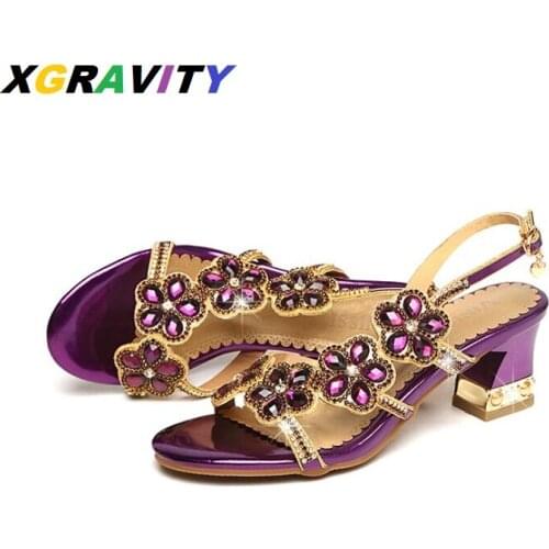 D046 High Quality Chunky Heeled Summer Shoes Green Sexy Flower Designer Open Toe Evening Sandals Elegant Women Sandals Footwear