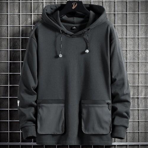 Spring Autumn Multi-Pockets Oversized Hoodie Men Streetwear Adjustable Hooded Hip Hop Sweatshirts Male Pullover Tops Clothes 8XL