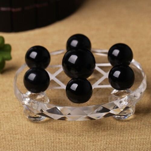 Feng Shui Seven Star Array Natural Obsidian Crystal Ball + Plate Base Decoration