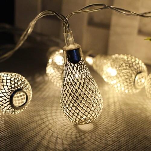 20 leds String Light AA Battery Operated Christmas Garland Light Fairy Xmas Wedding Festival Home Decoration hollow pendant