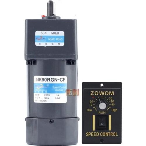 5IK90RGN-CF 90W 220V AC Gear Speed Control Induction Motor, Forward and Reverse, Adjustable Speed + Speed Controller