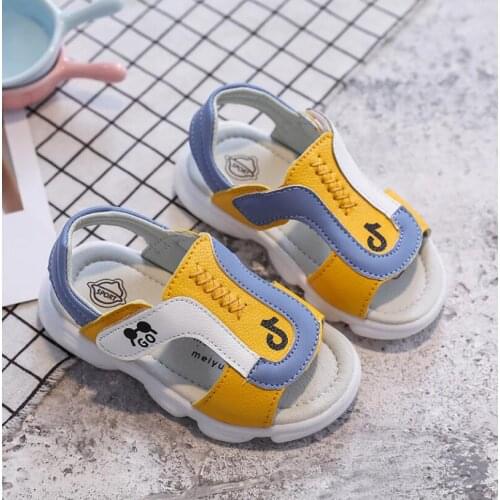 Leather Girls Shoes kids Summer Baby Boys Sandals Shoes Skidproof Toddlers Infant Children Kids Beach Shoes Blue Yellow White