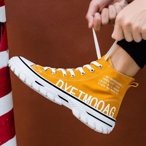 Non-slip Bottom Casual Shoes Man High Top Sneakers Cavans Shoes Male Lace-up Casual Shoes Canvas Sneakers