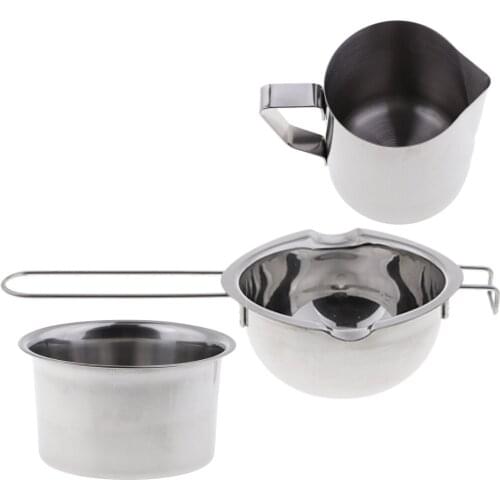 3 Pieces/set Stainless Steel Candles Wax Melting Pot Double Boiler Pitcher for DIY Wedding Candles Soap Making Supplies