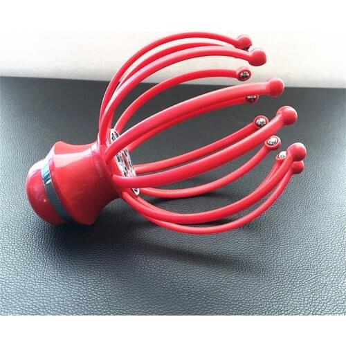 Upgraded Head Massager Electric Manual Dual-use Rechargeable New Steel Ball 12 Claw Head Massager Red