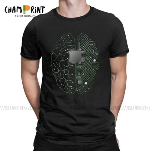 Mens T-Shirts The Brain Electronic Circuit Board Novelty Tees Computer Chip Engineers Developer Geek T Shirts Original Clothing