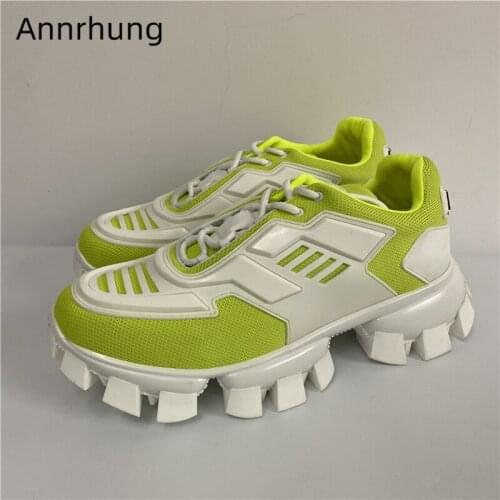 Size 44 Thick Heel Casual Flat Shoes Man Round Toe Cross-tied Mesh Stretch Fabric Trainers Runway Shoes For Men