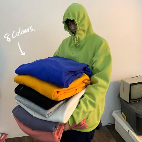 2020 Mens Solid Color Clothes Pullover Hat Loose Coat 8 Color Loose Hooded Hoodies Cotton Casual Sweatshirts Big Size M-5XL