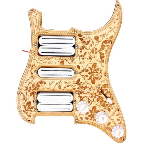 Loaded Dual Hot Rail Pickups Pickguard Scratch Plate Carved Flower Pattern for 11 Holes Electric Guitar