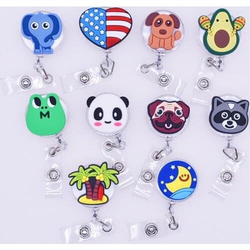 New Arrival 1 Piece High Quality Anime Panda Dog Avocado Retractable Nurse Badge Holder Doctor Students Name Card ID Card Holder