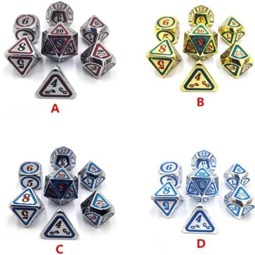 New Metal Dice 7pcs/set Dice Board Game Toy D4 D6 D8 D10 D12 D20 Polyhedral Dice for Adult Kids