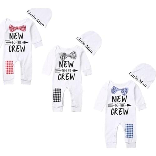 New 2Pcs Baby Boys Cotton Romper+Hat Jumpsuit Clothes Long Pants Warm Outfits