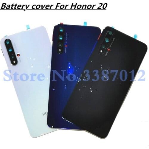 Original 3D Tempered Glass Back Cover For Huawei Honor 20 Spare Parts Back Battery Cover Door Housing+Flash cover+Camera lens