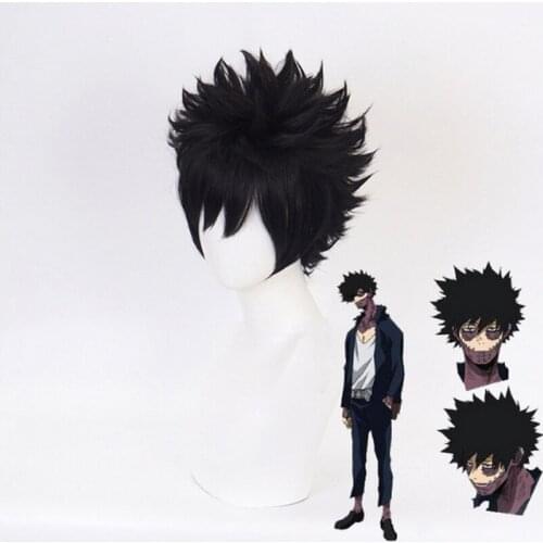 Anime My Hero Academia Dabi Short Black Cosplay Wig Boku no Hero Academia Halloween Costume Heat Resistant Synthetic Hair Wigs