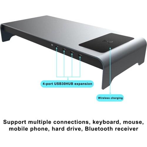 Smart Base Aluminum Alloy Computer Laptop Base Stand with 4 USB 3.0 Port PUO88