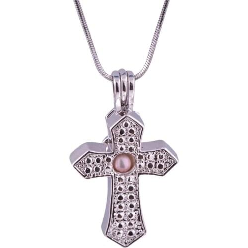 Hot sale sliver Plated Cage Pendants Wholesale Cross Shape DIY Love Pearl Pendants Jewelry Lockets P55