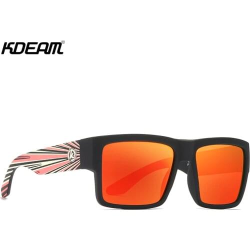 KDEAM Recommend Square Polarized Sunglasses For Men Women Outdoor Shades Ultra-thick Elastic Paint Frame 5-Barrel Hinges
