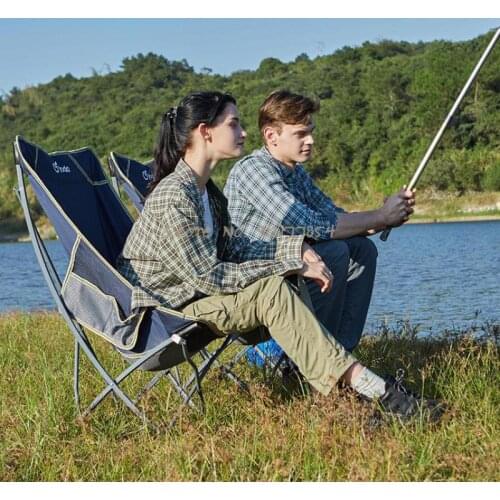 Outdoor Portable Folding Chair High Back Fishing Chair Leisure Stool Beach Back Chair Lunch Break Reclining Chair Moon Chair