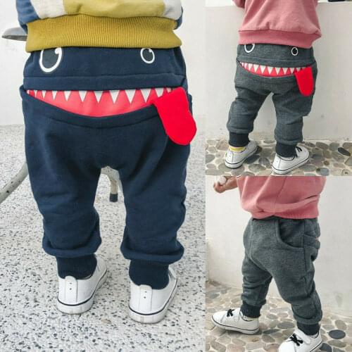 Casual Baby Children Pants Toddler Boys Girls Cute Big Mouth Monster Trousers Costumes Long Cototn Infant Cartoon Panty Clothes