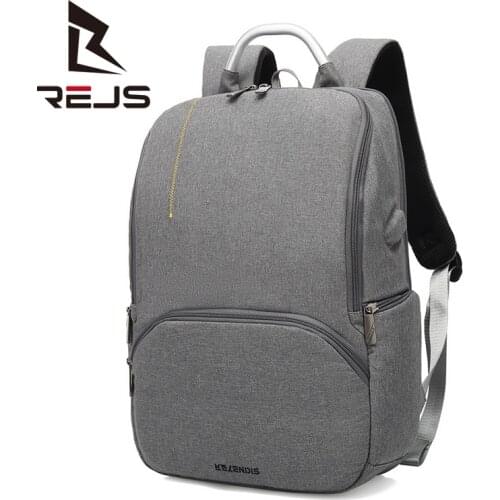 REJS LANGT Casual Backpack Men Fit 15.6 Inch Laptop Bag Busienss Waterproof Mochila Large Travel Backpacks with Charging Daypack